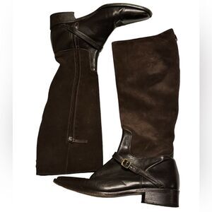 Vintage Colin Stuart Italy Black Brown Suede Equestrian Boots Women’s 7